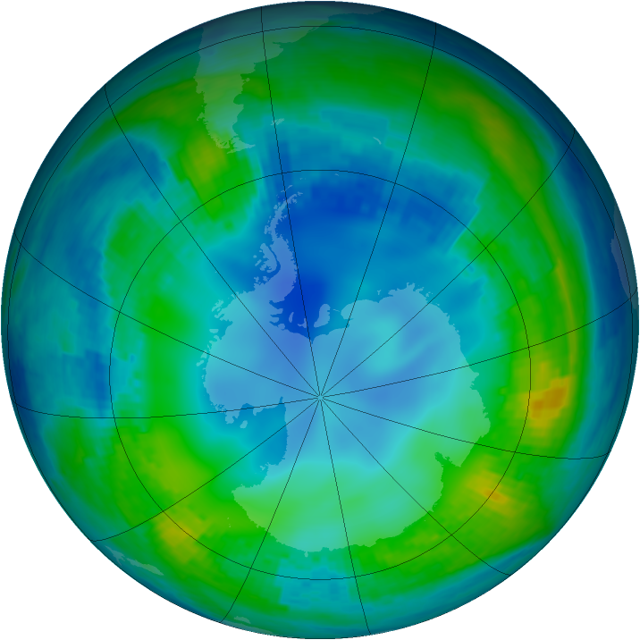 Antarctic ozone map for 17 May 2001